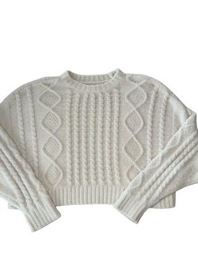 Aerie Buttercream Cropped Cable Sweater